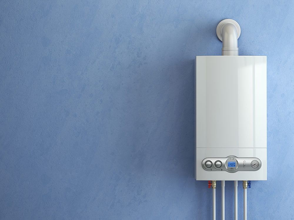 Combi Boiler on blue wall 